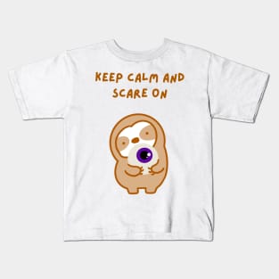 Keep Calm and Scare On Halloween Eyeball Sloth Kids T-Shirt